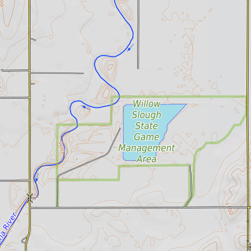 OpenTopoMap map of Willow Slough Dam, IA