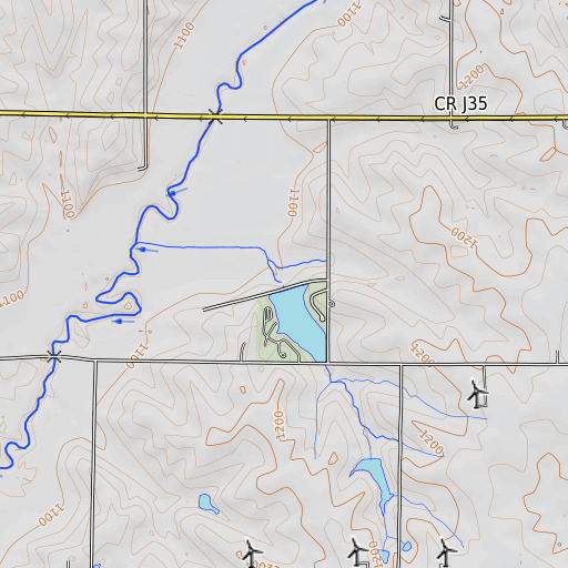 OpenTopoMap map of Windmill Lake Dam, IA