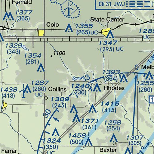 FAA VFR chart of Hendrickson Marsh Dam, IA