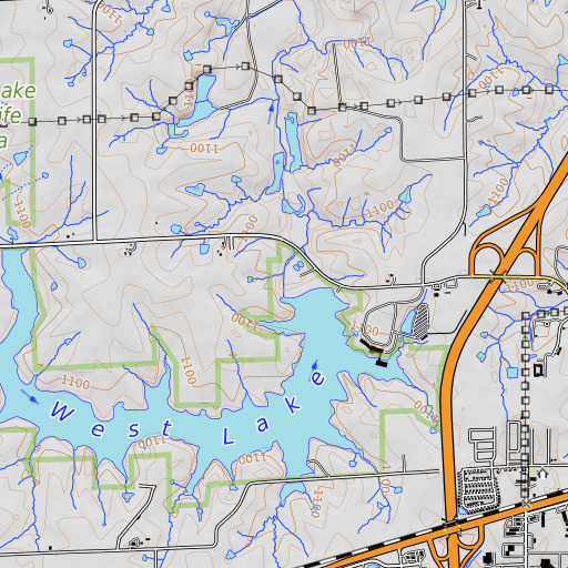 OpenTopoMap map of West Lake Dam, IA