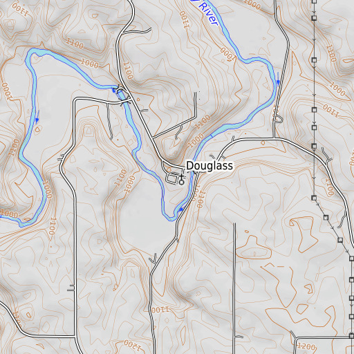 OpenTopoMap map of Douglass, IA
