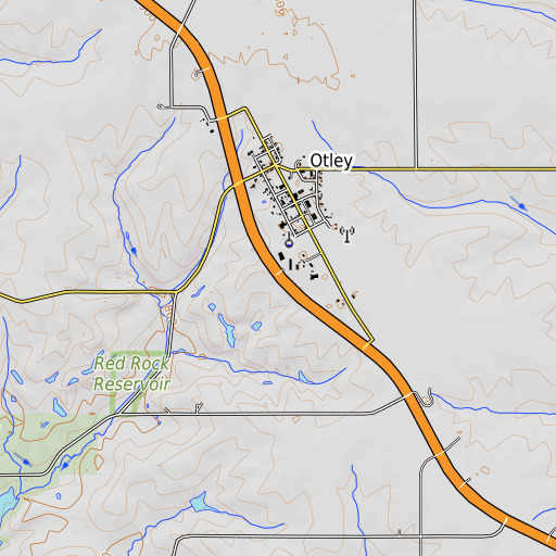 OpenTopoMap map of Otley, IA