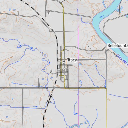 OpenTopoMap map of Tracy, IA