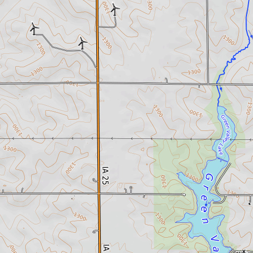 OpenTopoMap map of Spaulding, IA