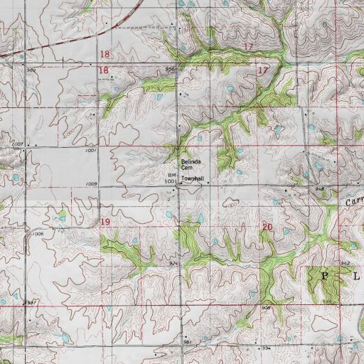 USGS 24K topo map of Pleasant Townhall, IA