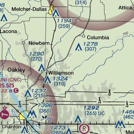 FAA VFR chart of Pleasant Townhall, IA