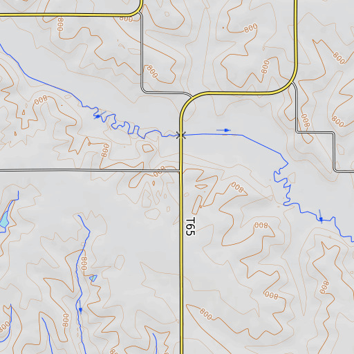 OpenTopoMap map of Adams Townhall, IA
