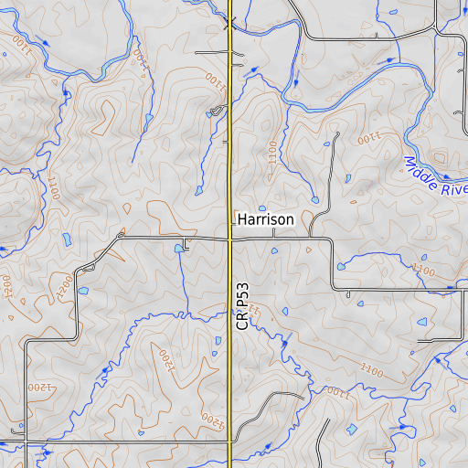 OpenTopoMap map of Webster Townhall, IA