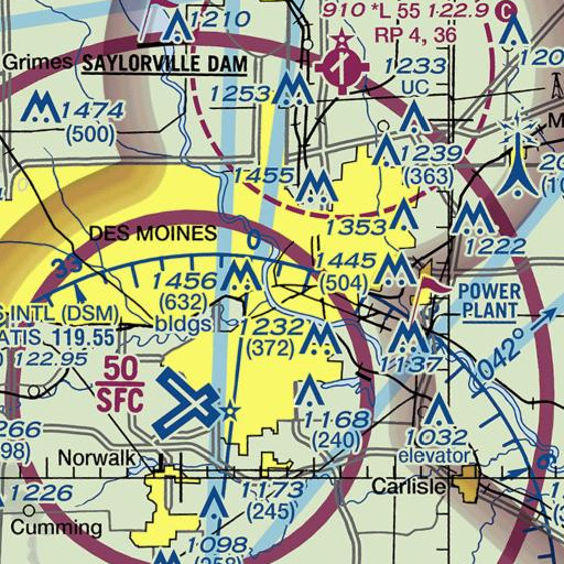 FAA VFR chart of Iowa State Capitol, IA