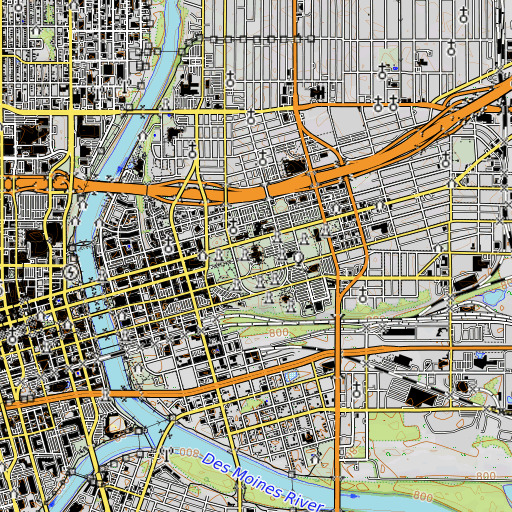 OpenTopoMap map of Iowa State Capitol, IA