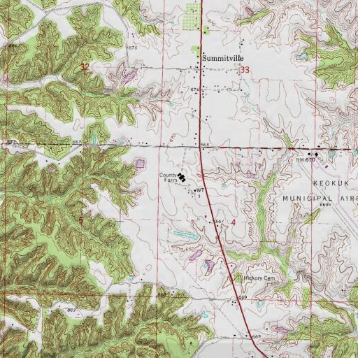 USGS 24K topo map of Lee County Farm, IA
