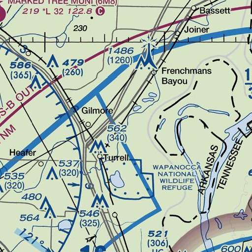 FAA VFR chart of Bellhammer Slough, AR