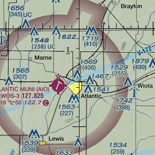 FAA VFR chart of KJAN-FM (Atlantic), IA