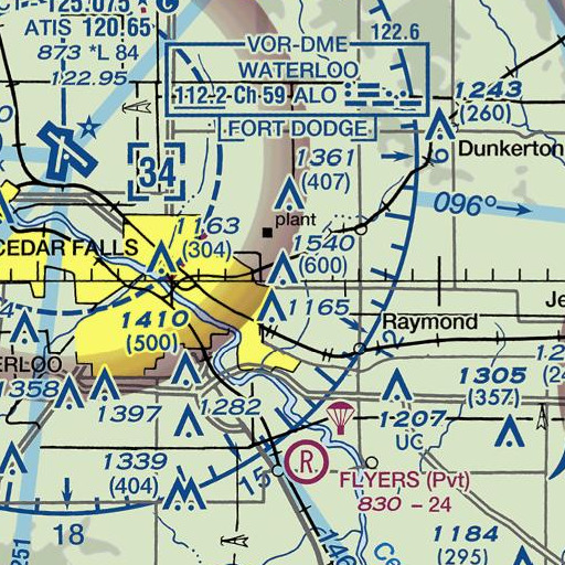 FAA VFR chart of KCNB-FM (Waterloo), IA