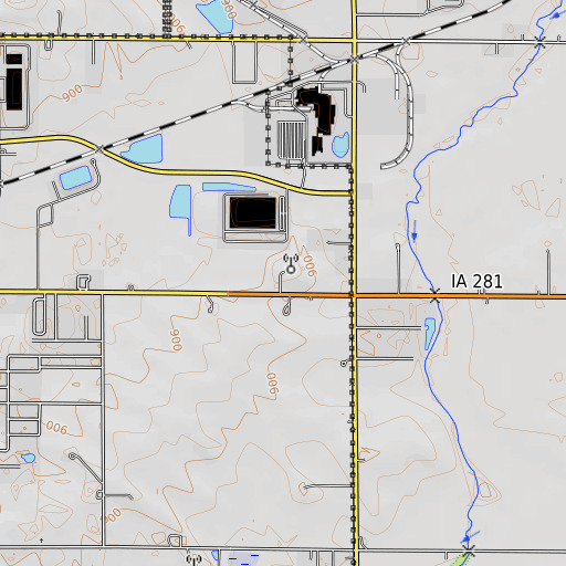 OpenTopoMap map of KCNB-FM (Waterloo), IA