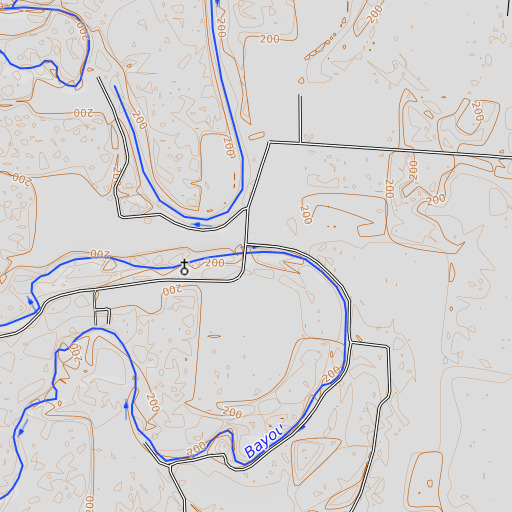 OpenTopoMap map of Benson Bridge, AR