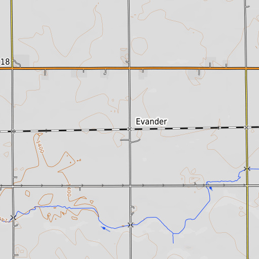 OpenTopoMap map of Evander, IA
