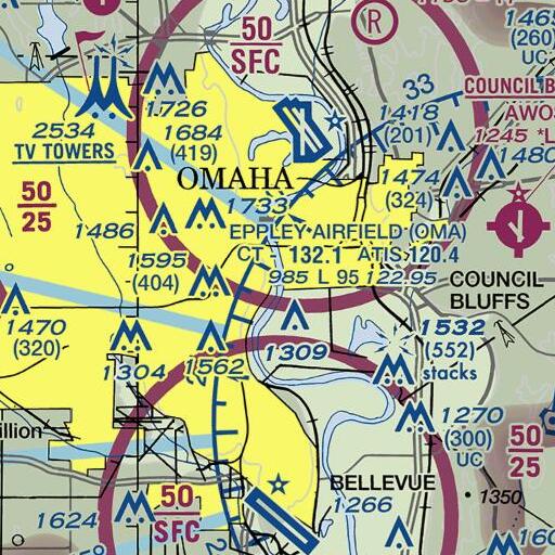 FAA VFR chart of Omaha Bend, IA