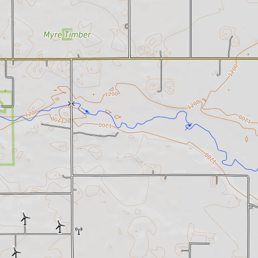 OpenTopoMap map of Worth County, IA