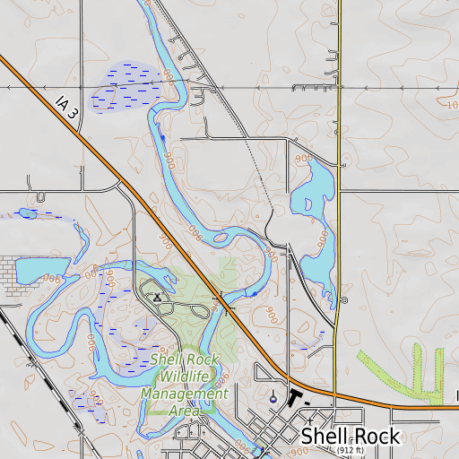 OpenTopoMap map of Curry Creek, IA