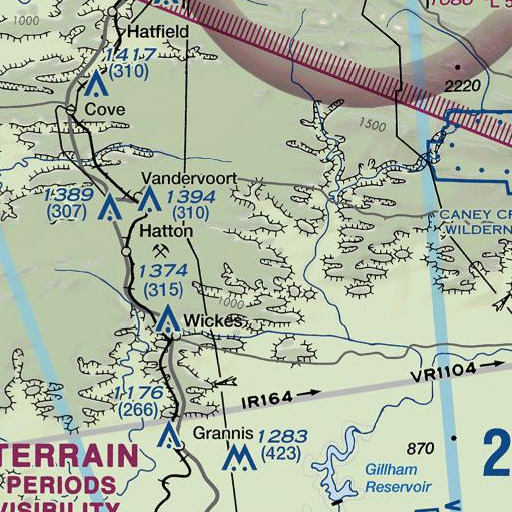FAA VFR chart of Bradley Gap, AR