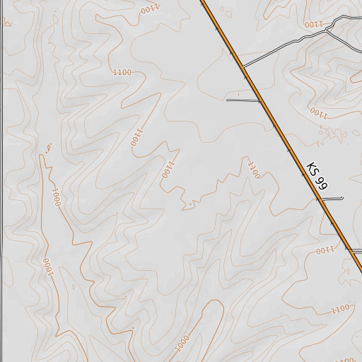 OpenTopoMap map of McCoy Ranch, KS