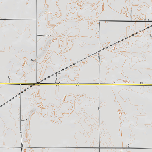 OpenTopoMap map of Thunderbolt Creek, KS