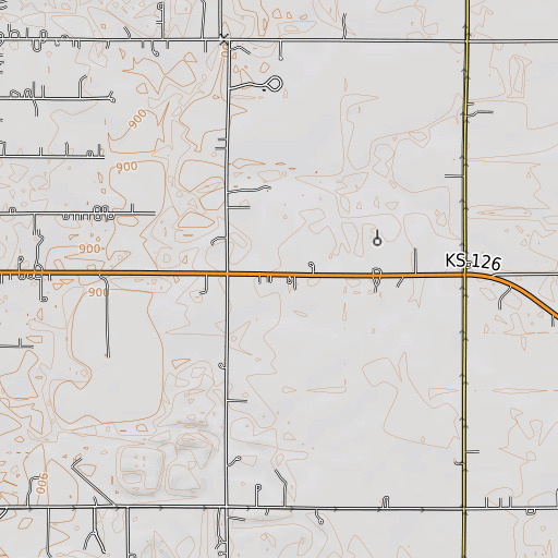 OpenTopoMap map of Rowe School (historical), KS