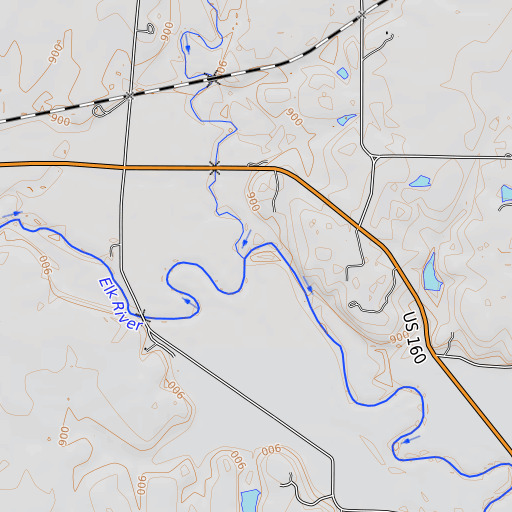 OpenTopoMap map of Painterhood Creek, KS