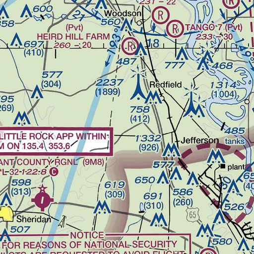FAA VFR chart of Brush Creek, AR