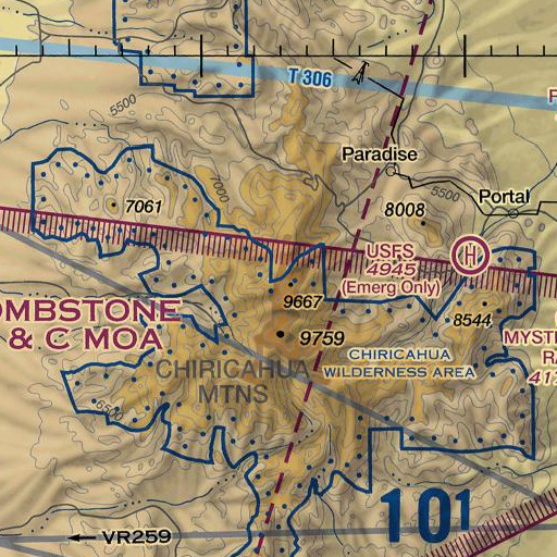 FAA VFR chart of Flys Park, AZ