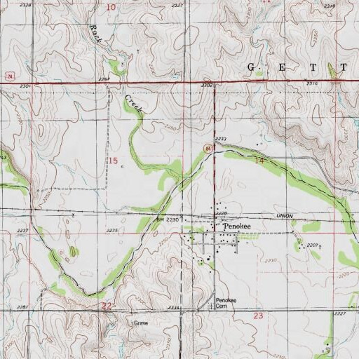 USGS 24K topo map of Rock Creek, KS