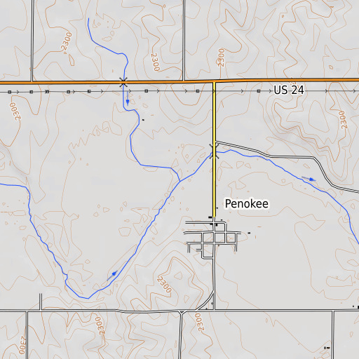 OpenTopoMap map of Rock Creek, KS