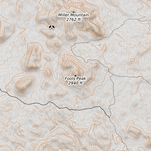 OpenTopoMap map of Fools Peak, AZ