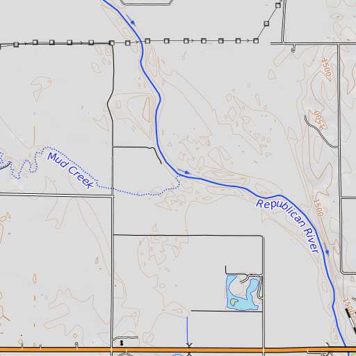 OpenTopoMap map of Mud Creek, KS
