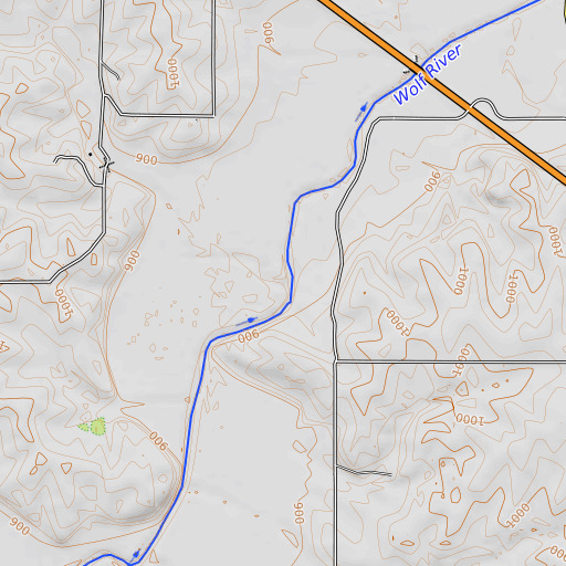 OpenTopoMap map of Rittenhouse Branch, KS