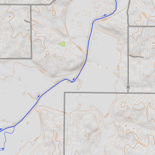 OpenTopoMap map of Cold Ryan Branch, KS