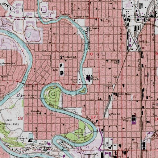 USGS 24K topo map of Minisa Park, KS