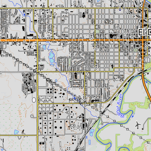 OpenTopoMap map of Skelly Elementary School, KS