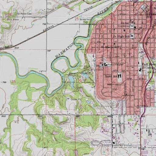 USGS 24K topo map of Gunn Park, KS