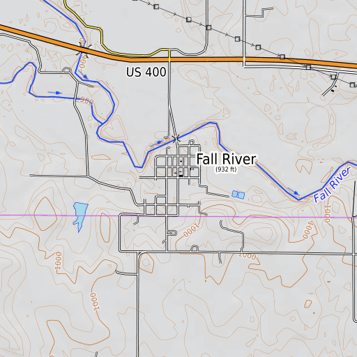 OpenTopoMap map of Fall River, KS