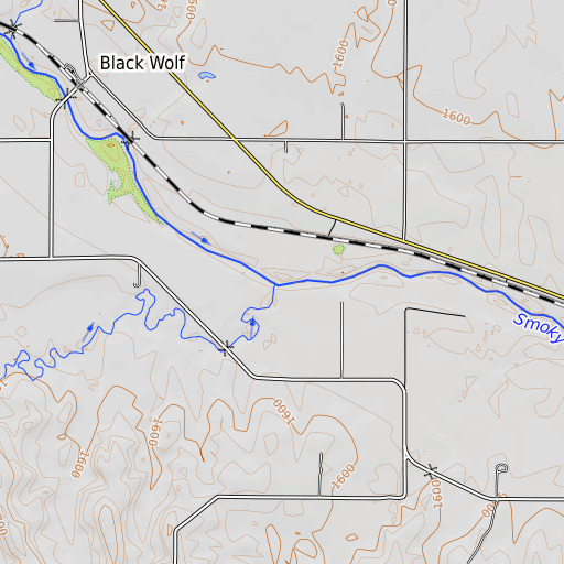 OpenTopoMap map of Wolf Creek, KS