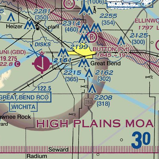 FAA VFR chart of Chaffee School, KS