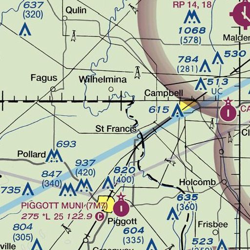 FAA VFR chart of Chalk Bluff, AR