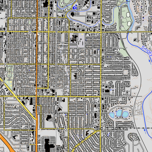 OpenTopoMap map of Heusner Elementary School, KS