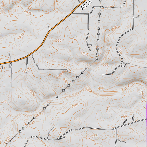 OpenTopoMap map of Chimney Rocks, AR