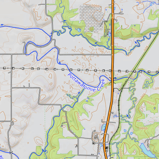 OpenTopoMap map of Cedar Creek, KS