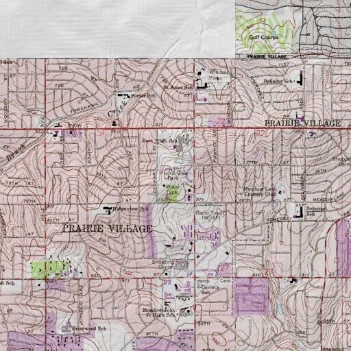 USGS 24K topo map of Prairie View Park, KS