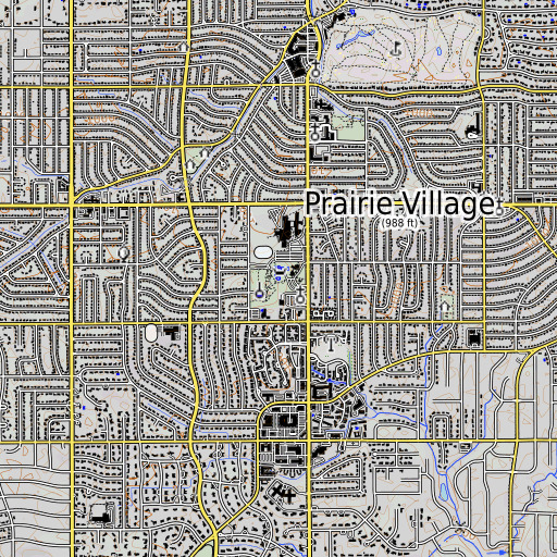 OpenTopoMap map of Prairie View Park, KS