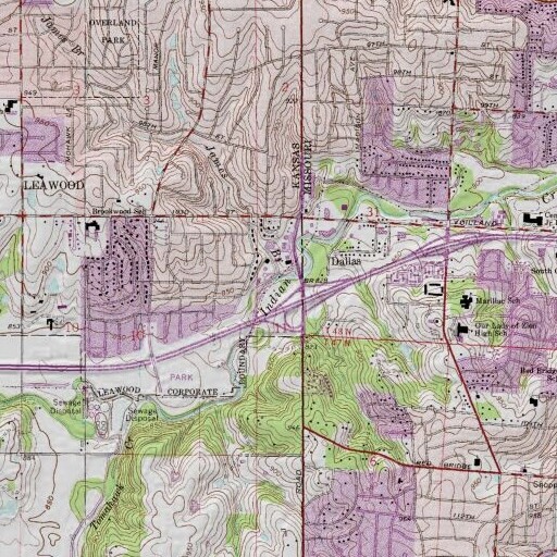 USGS 24K topo map of James Branch, KS